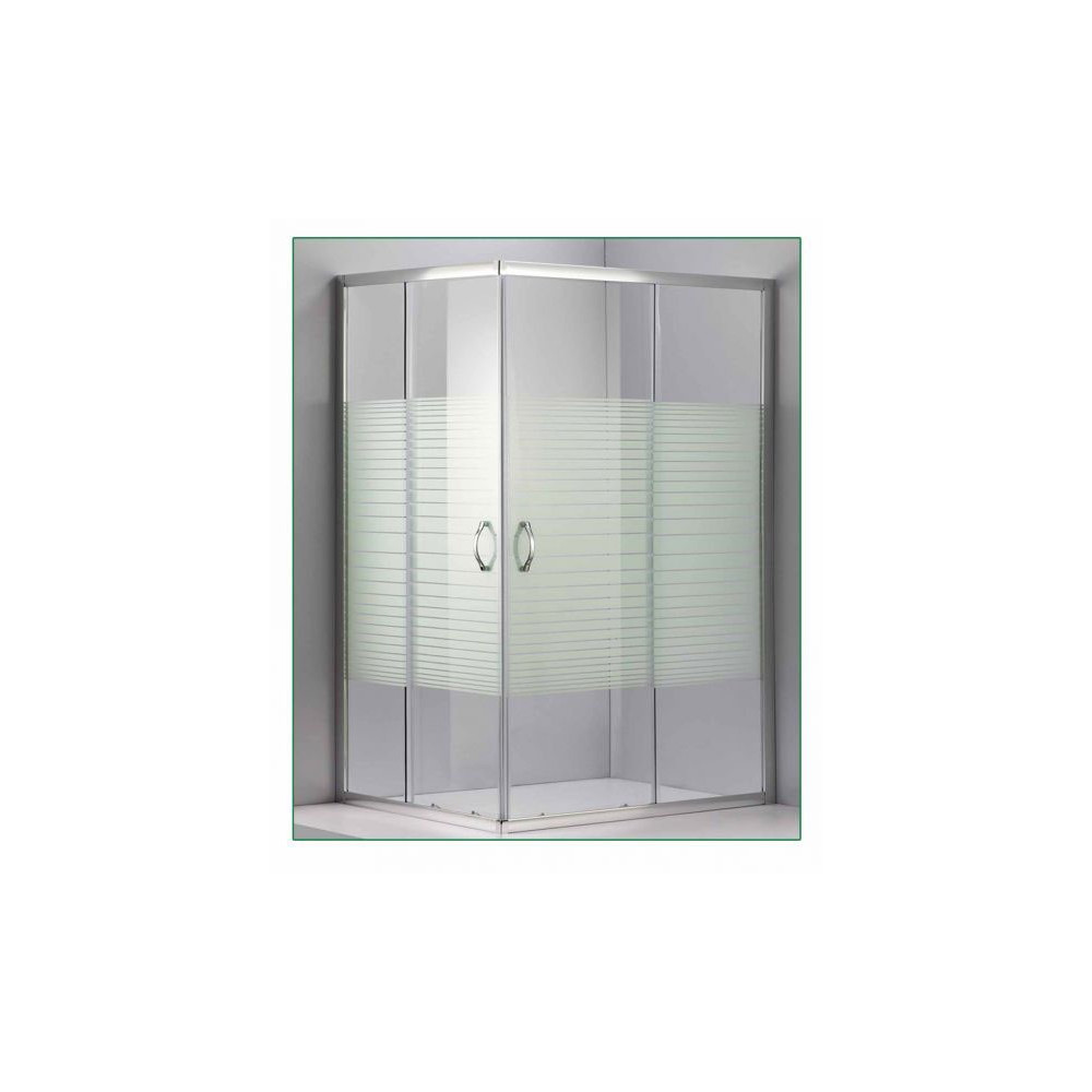 Καμπίνα ντουζιέρας παραλληλόγραμμη 100x80x185 με κρύσταλλο ασφαλείας διάφανο με γραμμές 5mm