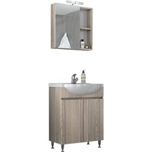 Έπιπλο μπάνιου σετ με νιπτήρα και καθρέπτη με ντουλάπι DROP AFLA 65 cm Silver Gray