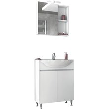 Έπιπλο μπάνιου σετ με νιπτήρα και καθρέπτη με ντουλάπι DROP AFLA 65 cm Λευκό