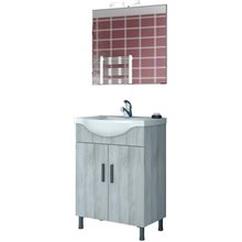 Έπιπλο μπάνιου σετ με νιπτήρα και καθρέπτη απλό DROP LUNA 65 cm GRAY