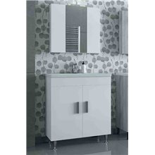 Έπιπλο μπάνιου σετ με νιπτήρα και καθρέπτη με ντουλάπι DROP ROMA 70 cm Λευκό