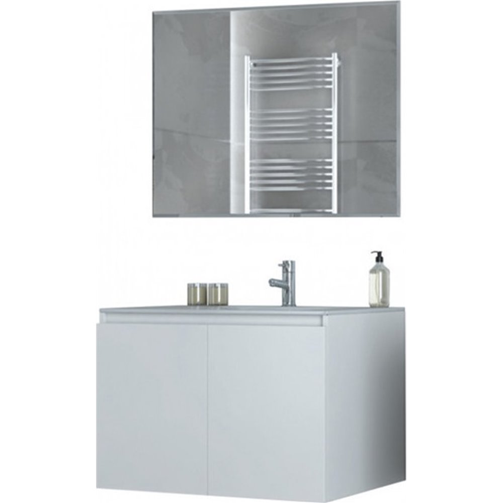 Έπιπλο μπάνιου σετ με νιπτήρα και καθρέπτη απλό DROP VERONA 75 cm Λευκό