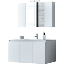 Έπιπλο μπάνιου σετ με νιπτήρα και καθρέπτη με ντουλάπι DROP VERONA 100 cm Λευκό