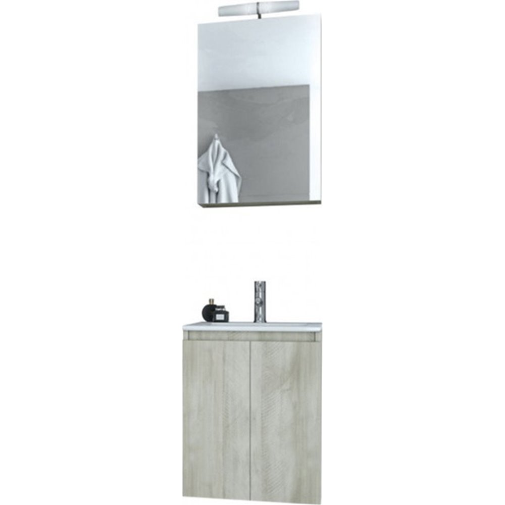 Έπιπλο μπάνιου σετ με νιπτήρα και καθρέπτη με ντουλάπι DROP VERONA 40 cm BEIGE