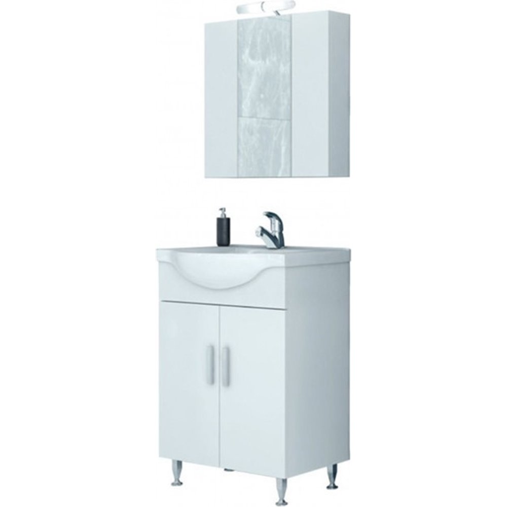 Έπιπλο μπάνιου σετ με νιπτήρα και καθρέπτη με ντουλάπι DROP LUNA 65 cm Λευκό