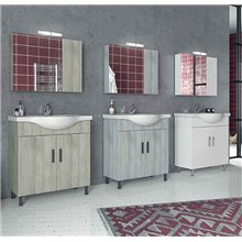 Έπιπλο μπάνιου σετ με νιπτήρα και καθρέπτη με ντουλάπι DROP LUNA 80 cm Λευκό