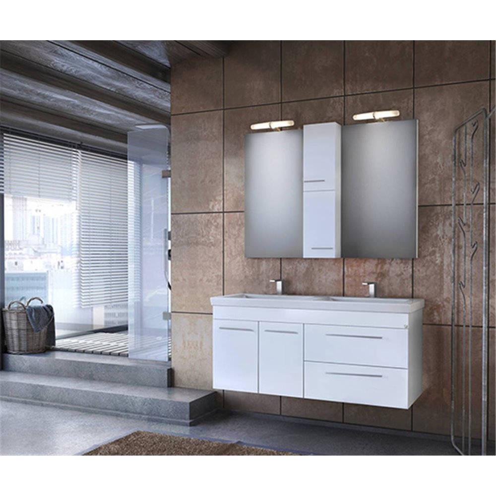 Έπιπλο μπάνιου σετ με νιπτήρα και καθρέπτη με ντουλάπι DROP STATUS 120 cm Λευκό