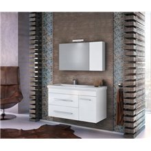 Έπιπλο μπάνιου σετ με νιπτήρα και καθρέπτη με ντουλάπι DROP STATUS 100 cm Λευκό