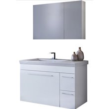 Έπιπλο μπάνιου σετ με νιπτήρα και καθρέπτη με ντουλάπι DROP STATUS 85 cm Λευκό