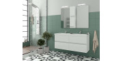 Έπιπλο μπάνιου σετ με νιπτήρα και καθρέπτη με ντουλάπι DROP LUXUS 120 cm Λευκό