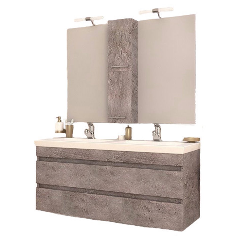 Έπιπλο μπάνιου σετ με νιπτήρα και καθρέπτη με ντουλάπι DROP LUXUS 120 cm Granite