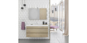 Έπιπλο μπάνιου σετ με νιπτήρα και καθρέπτη με ντουλάπι DROP LUXUS 100 cm PL Wood