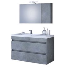 Έπιπλο μπάνιου σετ με νιπτήρα και καθρέπτη με ντουλάπι DROP LUXUS 100 cm Granite