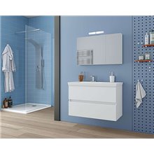Έπιπλο μπάνιου σετ με νιπτήρα και καθρέπτη με ντουλάπι DROP LUXUS 85 cm Λευκό