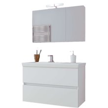 Έπιπλο μπάνιου σετ με νιπτήρα και καθρέπτη με ντουλάπι DROP LUXUS 85 cm Λευκό