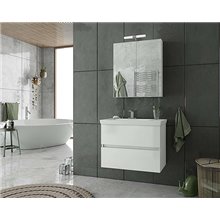 Έπιπλο μπάνιου σετ με νιπτήρα και καθρέπτη με ντουλάπι DROP LUXUS 70 cm Λευκό