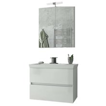Έπιπλο μπάνιου σετ με νιπτήρα και καθρέπτη με ντουλάπι DROP LUXUS 70 cm Λευκό