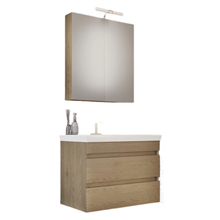 Έπιπλο μπάνιου σετ με νιπτήρα και καθρέπτη με ντουλάπι DROP LUXUS 70 cm PL Wood