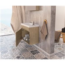Έπιπλο μπάνιου σετ με νιπτήρα και καθρέπτη με ντουλάπι DROP LUXUS 60 cm PL Wood