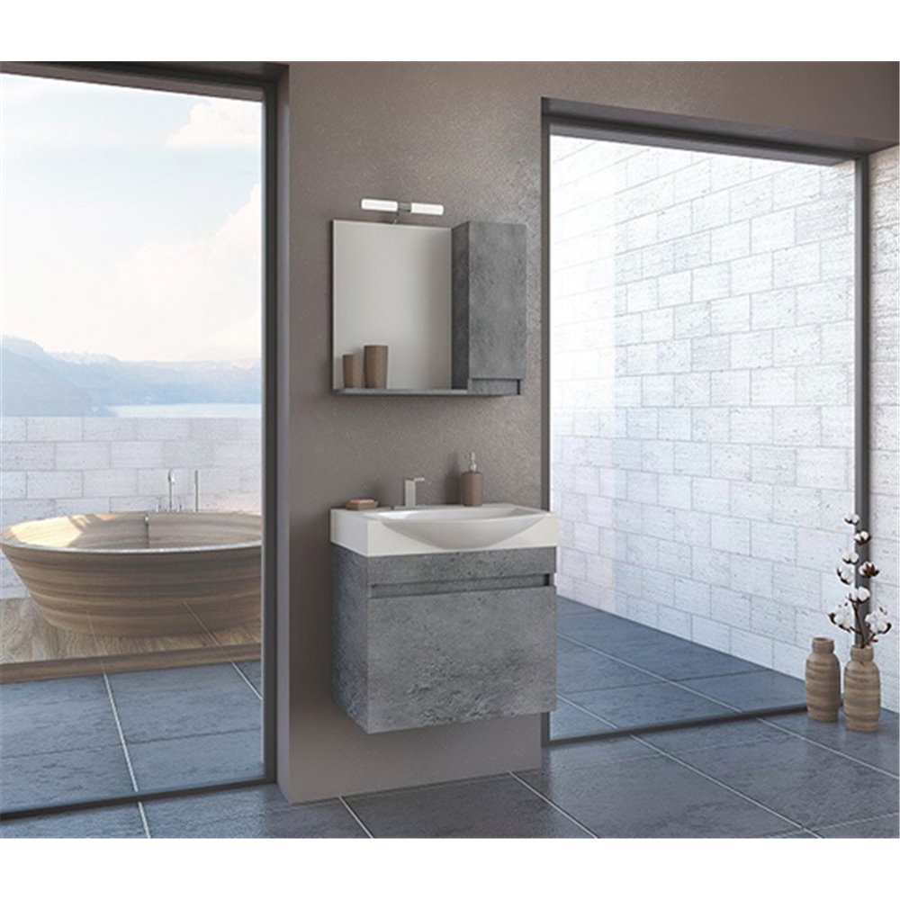 Έπιπλο μπάνιου σετ με νιπτήρα και καθρέπτη με ντουλάπι DROP SENSO 65 cm Granite