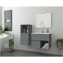 Έπιπλο μπάνιου σετ με νιπτήρα και καθρέπτη απλό DROP SORENTO 65 cm Granite