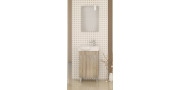 Έπιπλο μπάνιου σετ με νιπτήρα και καθρέπτη απλό DROP LITOS 45 cm Brown Oak