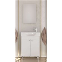 Έπιπλο μπάνιου σετ με νιπτήρα και καθρέπτη απλό DROP LITOS 55 cm Λευκό