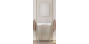 Έπιπλο μπάνιου σετ με νιπτήρα και καθρέπτη απλό DROP LITOS 55 cm Brown Oak