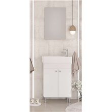 Έπιπλο μπάνιου σετ με νιπτήρα και καθρέπτη απλό DROP LITOS 50 cm Λευκό