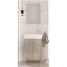 Έπιπλο μπάνιου σετ με νιπτήρα και καθρέπτη απλό DROP LITOS 50 cm Brown Oak