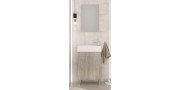 Έπιπλο μπάνιου σετ με νιπτήρα και καθρέπτη απλό DROP LITOS 50 cm Brown Oak