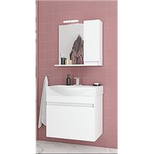 Έπιπλο μπάνιου σετ με νιπτήρα και καθρέπτη με ντουλάπι DROP SENSO 65 cm Λευκό