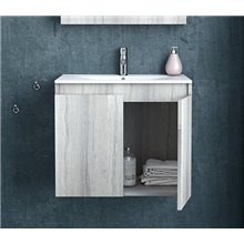 Έπιπλο μπάνιου σετ με νιπτήρα και καθρέπτη με ντουλάπι DROP MAGNOLIA S 75 cm Rock Oak