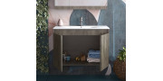 Έπιπλο μπάνιου σετ με νιπτήρα και καθρέπτη με ντουλάπι DROP MAGNOLIA S 75 cm Walnut