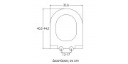 Κάλυμμα λεκάνης Thermoplast ELVIT 0338 Soft Close D-SHAPE (40,5-44,5) x 35,6 cm