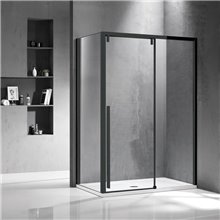 Καμπίνα ντουζιέρας μαύρη τρίπλευρη μονή ανοιγόμενη πόρτα KARAG SANTORINI 500 & NR 10 70x70x120x200 cm με διάφανο κρύσταλλο 8 mm 