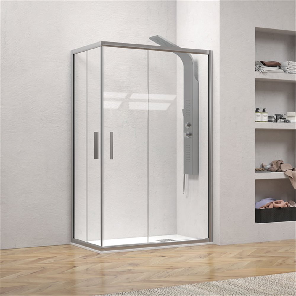 Καμπίνα ντουζιέρας ορθογώνια διπλή συρόμενη πόρτα KARAG EFE 100 130x150x190 cm με διάφανο κρύσταλλο 5 mm 