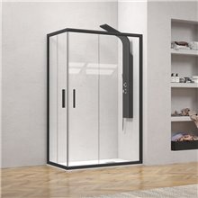 Καμπίνα ντουζιέρας μαύρη τετράγωνη διπλή συρόμενη πόρτα KARAG EFE 100 80x80x190 cm με διάφανο κρύσταλλο 5 mm 