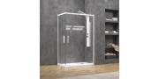 Καμπίνα ντουζιέρας λευκή τετράγωνη διπλή συρόμενη πόρτα KARAG EFE 100 140x140x190 cm με διάφανο κρύσταλλο 5 mm 