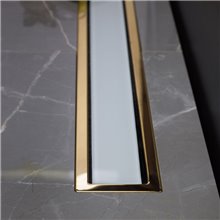 Διακοσμητικό σιφώνι δαπέδου KARAG CONFLUO PREMIUM LINE Χρυσό 24K / Λευκό γυαλί 55 cm