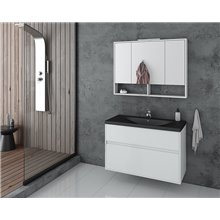 Έπιπλο μπάνιου σετ με νιπτήρα και καθρέπτη με ντουλάπι DROP Instinct 100 White BL