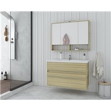 Έπιπλο μπάνιου σετ με νιπτήρα και καθρέπτη με ντουλάπι DROP Instinct 100 Natural Oak