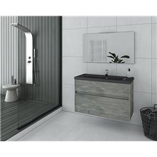 Έπιπλο μπάνιου σετ με νιπτήρα και καθρέπτη απλό DROP Instinct 100 Smoked Oak BL-1