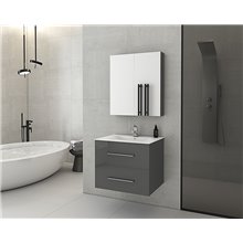 Έπιπλο μπάνιου σετ με νιπτήρες και καθρέπτη με ντουλάπι DROP Torino 60 Anthracite