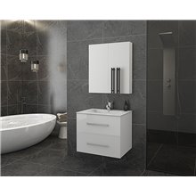 Έπιπλο μπάνιου σετ με νιπτήρες και καθρέπτη με ντουλάπι DROP Torino 60 White