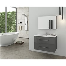 Έπιπλο μπάνιου σετ με νιπτήρες και καθρέπτη με ντουλάπι DROP Torino 75 Anthracite