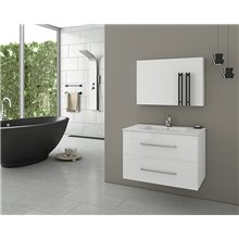 Έπιπλο μπάνιου σετ με νιπτήρες και καθρέπτη με ντουλάπι DROP Torino 75 White