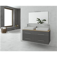 Έπιπλο μπάνιου σετ με νιπτήρες και καθρέπτη απλό DROP Torino 120 Anthracite Top-1