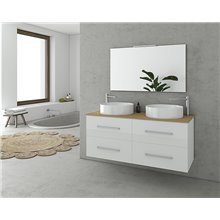 Έπιπλο μπάνιου σετ με νιπτήρες και καθρέπτη απλό DROP Torino 120 White Top-1