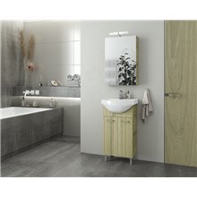 Έπιπλο μπάνιου σετ με νιπτήρα και καθρέπτη με ντουλάπι DROP Ritmo 45 Natural Oak